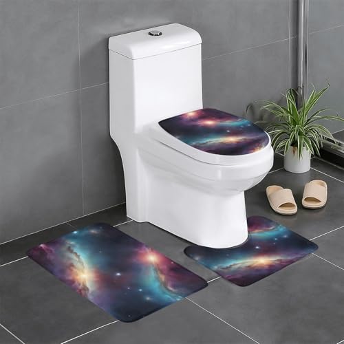 BROLEO Rutschfeste Bodenmatte, Motiv: Galaxie, Weltraum, 3-teiliges Set, Badezimmerteppich, rutschfest, langlebig BROLEO Rutschfeste Bodenmatte, Motiv: Galaxie, Weltraum, 3-teiliges Set, Badezimmerteppich, rutschfest, langlebig von BROLEO