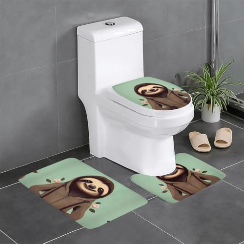 BROLEO Rutschfeste Bodenmatte mit Cartoon-Faultier-Motiv, dreiteiliges Set, Badezimmerteppich, rutschfest, langlebig BROLEO Rutschfeste Bodenmatte mit Cartoon-Faultier-Motiv, dreiteiliges Set, Badezimmerteppich, rutschfest, langlebig von BROLEO