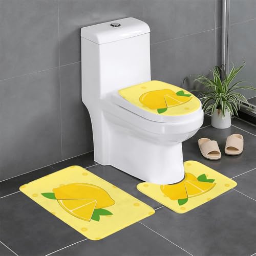 BROLEO Rutschfeste Bodenmatte mit Cartoon-Zitronen-Druck, dreiteiliges Set, Badezimmerteppich, rutschfest, langlebig BROLEO Rutschfeste Bodenmatte mit Cartoon-Zitronen-Druck, dreiteiliges Set, Badezimmerteppich, rutschfest, langlebig von BROLEO