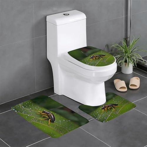 BROLEO Rutschfeste Bodenmatte mit Insekten auf Blättern, dreiteiliges Set, Badezimmerteppich, rutschfest, langlebig BROLEO Rutschfeste Bodenmatte mit Insekten auf Blättern, dreiteiliges Set, Badezimmerteppich, rutschfest, langlebig von BROLEO