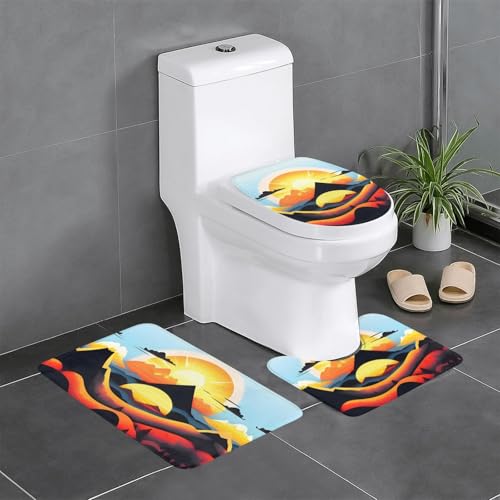 BROLEO Rutschfeste Bodenmatte mit Sonnenaufgangs-Motiv, dreiteiliges Set, Badezimmerteppich, rutschfest, langlebig BROLEO Rutschfeste Bodenmatte mit Sonnenaufgangs-Motiv, dreiteiliges Set, Badezimmerteppich, rutschfest, langlebig von BROLEO