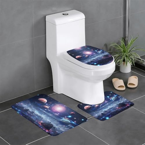BROLEO Rutschfeste Bodenmatte mit Weltraumplaneten-Druck, dreiteiliges Set, Badezimmerteppich, rutschfest, langlebig BROLEO Rutschfeste Bodenmatte mit Weltraumplaneten-Druck, dreiteiliges Set, Badezimmerteppich, rutschfest, langlebig von BROLEO