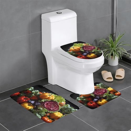 BROLEO Rutschfeste Bodenmatte mit frischem Kohldruck, dreiteiliges Set, Badezimmerteppich, rutschfest, langlebig BROLEO Rutschfeste Bodenmatte mit frischem Kohldruck, dreiteiliges Set, Badezimmerteppich, rutschfest, langlebig von BROLEO