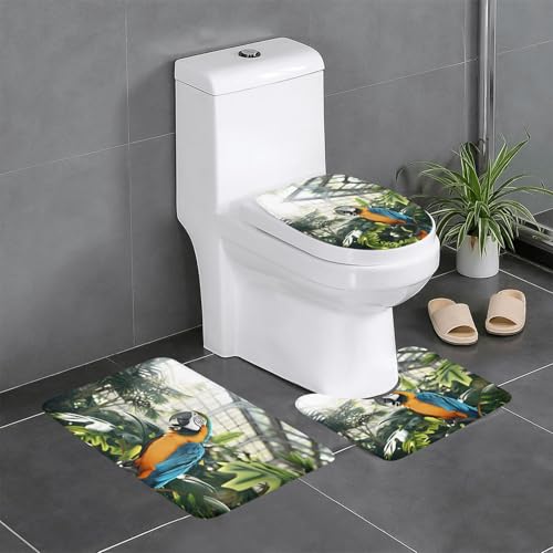 BROLEO Rutschfeste Bodenmatte mit gelbem Papageien-Aufdruck, dreiteiliges Set, Badezimmerteppich, rutschfest, langlebig BROLEO Rutschfeste Bodenmatte mit gelbem Papageien-Aufdruck, dreiteiliges Set, Badezimmerteppich, rutschfest, langlebig von BROLEO