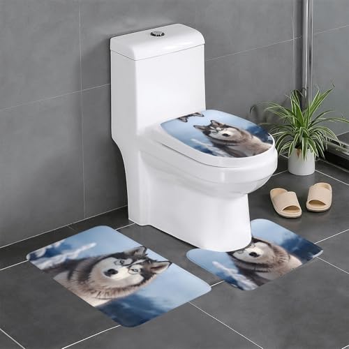 BROLEO Rutschfeste Bodenmatte mit sibirischem Husky-Druck, dreiteiliges Set, Badezimmerteppich, rutschfest, langlebig BROLEO Rutschfeste Bodenmatte mit sibirischem Husky-Druck, dreiteiliges Set, Badezimmerteppich, rutschfest, langlebig von BROLEO