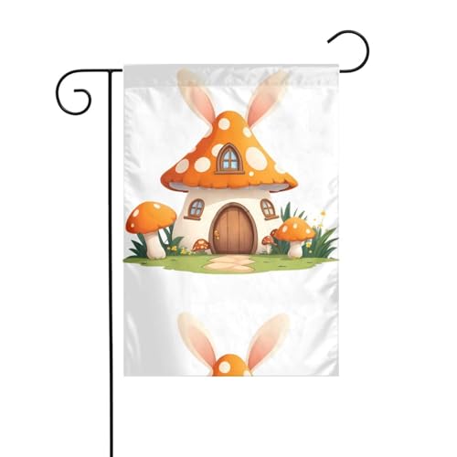BROLEO Schöne Hasenohren Pilzhaus Druck Garten Fahnenmast Outdoor Hof Dekoration Mode 30,5 x 45,7 cm BROLEO Schöne Hasenohren Pilzhaus Druck Garten Fahnenmast Outdoor Hof Dekoration Mode 30,5 x 45,7 cm von BROLEO