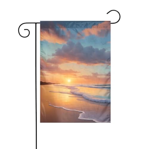 BROLEO Sonnenuntergang Strand Druck Garten Fahnenmast Outdoor Innenhof Dekoration doppelseitig 30,5 x 45,7 cm von BROLEO
