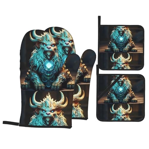 BROLEO Tetragonal Beast Druck Küche Backset, Ofenhandschuhe, verdickter und isolierter vierteiliger Anzug BROLEO Tetragonal Beast Druck Küche Backset, Ofenhandschuhe, verdickter und isolierter vierteiliger Anzug von BROLEO