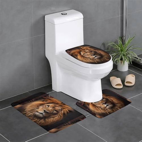 BROLEO The Lion's Gaze Printing Dreiteiliges Set von Badezimmer-Fußmatten, Badezimmer-Duschmatten, rutschfest, schnell trocknend BROLEO The Lion's Gaze Printing Dreiteiliges Set von Badezimmer-Fußmatten, Badezimmer-Duschmatten, rutschfest, schnell trocknend von BROLEO