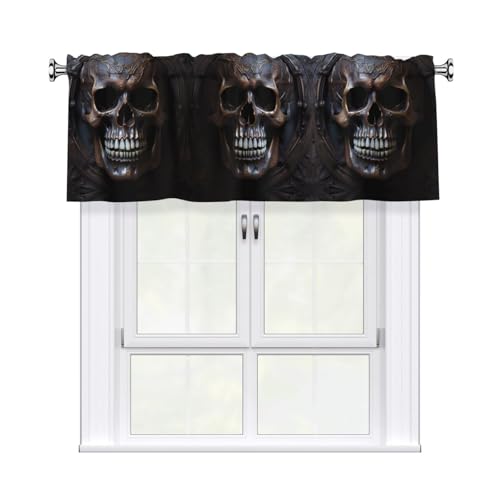 BROLEO Vorhänge mit Totenkopf-Aufdruck, kupferfarben, kurze Vorhänge mit Volantstange, 137,2 x 45,7 cm, für Küche, Badezimmer, Waschküche, Studio, Heimdekoration BROLEO Vorhänge mit Totenkopf-Aufdruck, kupferfarben, kurze Vorhänge mit Volantstange, 137,2 x 45,7 cm, für Küche, Badezimmer, Waschküche, Studio, Heimdekoration von BROLEO
