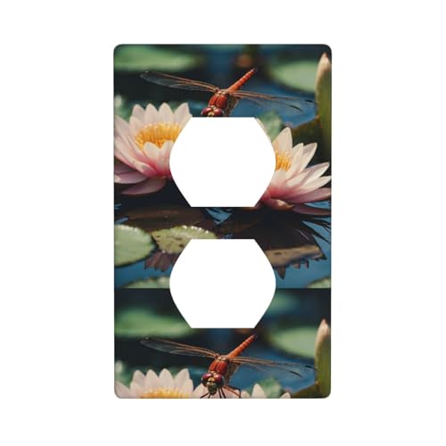 BROLEO Wandpaneel mit Libellen- und Seerosen-Druck, Doppelsteckdose, dekorativ für Wohn- und Gewerbebereiche, 11,4 x 7 cm BROLEO Wandpaneel mit Libellen- und Seerosen-Druck, Doppelsteckdose, dekorativ für Wohn- und Gewerbebereiche, 11,4 x 7 cm von BROLEO