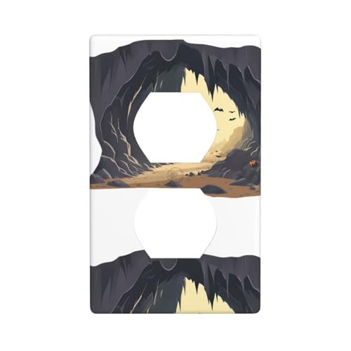 BROLEO Wandpaneel mit einer Höhle voller Fledermäuse, bedruckt, Doppelsteckdose, dekorativ für Wohn- und Gewerbebereiche, 11,4 x 7 cm von BROLEO