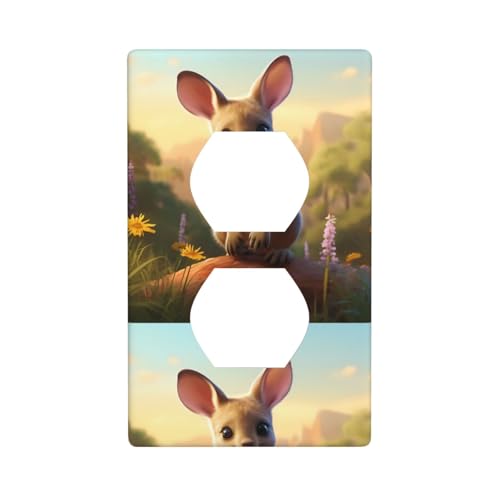 BROLEO Wandpaneel mit niedlichem kleinen Känguru-Druck, Doppelsteckdose, dekorativ für Wohn- und Gewerbebereiche, 11,4 x 7 cm BROLEO Wandpaneel mit niedlichem kleinen Känguru-Druck, Doppelsteckdose, dekorativ für Wohn- und Gewerbebereiche, 11,4 x 7 cm von BROLEO