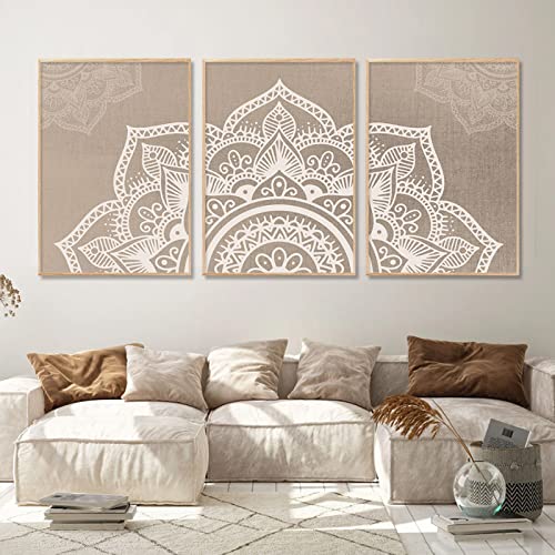 Bohemian Mandala Floral Beige Abstrakte Boho Poster Leinwand Malerei Wand Kunstdruck Bilder Für Wohnzimmer Innen Dekoration von BROLEO