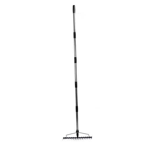 Gartenbesen, Harke mit Metallkopf Langlebig 17 Bodenfluter Zähne (5 Sektion) von BROLEO