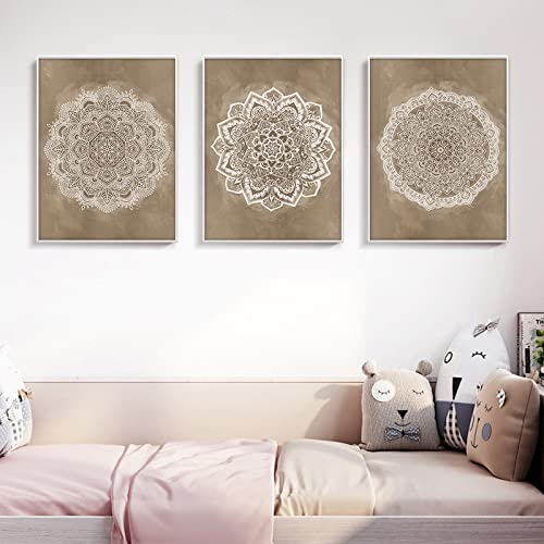 Mandala-Boho-Wandkunst Leinwandgemälde Poster Druck braun für rustikales Schlafzimmer Büro Heimdekoration Bilder Badezimmer Geometrie Mandala-Boho-Wandkunst Leinwandgemälde Poster Druck braun für rustikales Schlafzimmer Büro Heimdekoration Bilder Badezimmer Geometrie von BROLEO