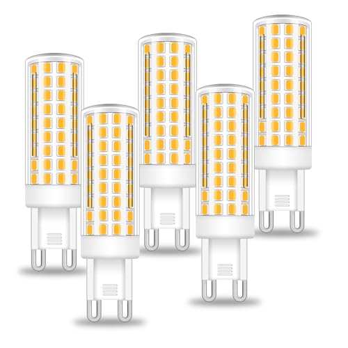 BROLSKUN G9 LED Warmweiss 9W Ersetzt 75W-80W Halogenlampe Leuchtmittel G9 Stiftsockellampe Led Esstischlampe 220V-240V Nicht Dimmbar 3000K Glühbirnen, 5er Pack von BROLSKUN