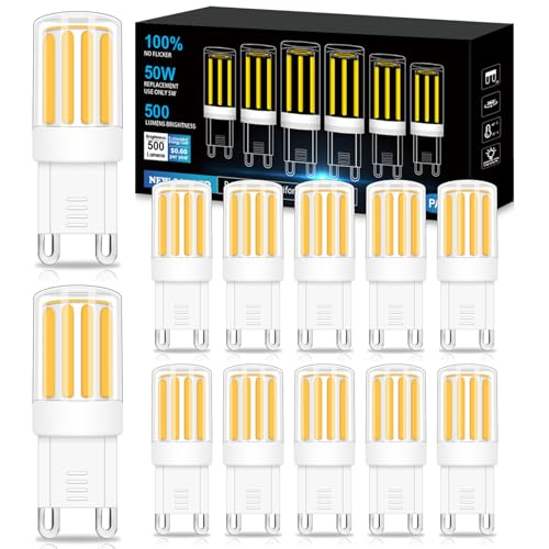 BROLSKUN G9 Lampen Led Stiftsockellampe G9 5W Entspricht 40W-60W Halogenlampe 230V G9 LED Warmweiß Glühbirne G9 Led Steckbirnen 500LM Enegiesparende G9 kleine Birne Interieur Dekoration, 12er Set von BROLSKUN