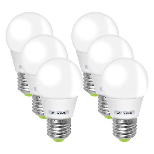 BROLSKUN E27 3W LED 12V Warmweiss Glühbirne Äquivalent 30-40 Watt AC12V/ DC12-24V Niederspannungs lampe für Garten Marine RV Off Grid Solar System Beleuchtung Innenbeleuchtung 6er-Pack [MEHRWEG] von BROLSKUN