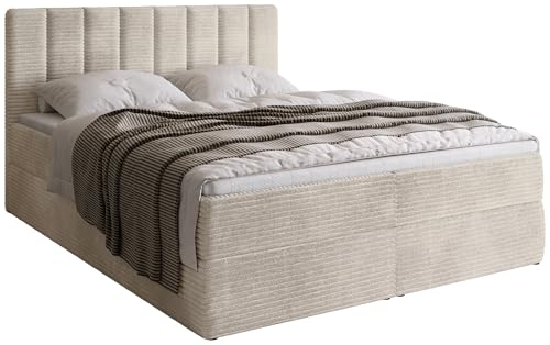 BROMARKT Boxspringbett Denver 140x200 cm - Doppelbett mit Bonell Matratze - Modern Boxspringbett - Polsterbett mit Bettkasten und Gepolsterte Kopfstütze - Cordstoff - Hellbeige BROMARKT Boxspringbett Denver 140x200 cm - Doppelbett mit Bonell Matratze - Modern Boxspringbett - Polsterbett mit Bettkasten und Gepolsterte Kopfstütze - Cordstoff - Hellbeige von BROMARKT