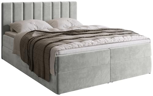 BROMARKT Boxspringbett Denver 160x200 cm - Doppelbett mit Bonell Matratze - Modern Boxspringbett - Polsterbett mit Bettkasten und Gepolsterte Kopfstütze - Grau BROMARKT Boxspringbett Denver 160x200 cm - Doppelbett mit Bonell Matratze - Modern Boxspringbett - Polsterbett mit Bettkasten und Gepolsterte Kopfstütze - Grau von BROMARKT