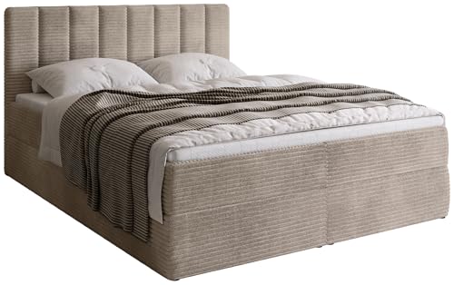 BROMARKT Boxspringbett Denver 180x200 cm - Doppelbett mit Bonell Matratze - Modern Boxspringbett - Polsterbett mit Bettkasten und Gepolsterte Kopfstütze - Cordstoff - Beige BROMARKT Boxspringbett Denver 180x200 cm - Doppelbett mit Bonell Matratze - Modern Boxspringbett - Polsterbett mit Bettkasten und Gepolsterte Kopfstütze - Cordstoff - Beige von BROMARKT
