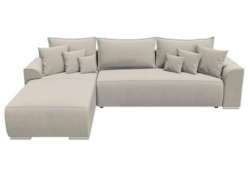BROMARKT Ecksofa mit Schlaffunktion 280x184x85 cm - Wohnlandschaft L-Form - Kollektion Sydney - Eckcouch mit Bettkasten - Couch L Form - Sofa 3-Sitzer - Beige Inari von BROMARKT