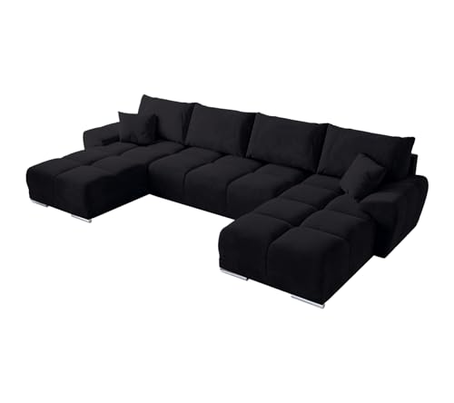 BROMARKT Ecksofa mit Schlaffunktion 372x184x85 cm - Kollektion NUBES U - Wohnlandschaft U Form - Eckcouch mit Bettkassen - Sofa U Form- Sofa 5-7 Sitzer - Graphit von BROMARKT