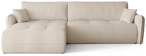 BROMARKT Ecksofa mit Schlaffunktion Couch mit Bettkasten Wohnzimmer Möbel Freistehend Wellenfedern Schlafsofa Sofa Boucle Wohnlandschaft L Form 3 Sitzer 263x150x85 cm Ecru BROMARKT Ecksofa mit Schlaffunktion Couch mit Bettkasten Wohnzimmer Möbel Freistehend Wellenfedern Schlafsofa Sofa Boucle Wohnlandschaft L Form 3 Sitzer 263x150x85 cm Ecru von BROMARKT