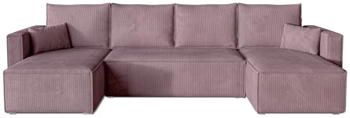 BROMARKT Ecksofa mit Schlaffunktion Sofa Cord Eckcouch mit Bettkasten Wohnzimmer Möbel U Form Couch gästebett Sofa Kissen groß 305x145x74 cm Altrosa BROMARKT Ecksofa mit Schlaffunktion Sofa Cord Eckcouch mit Bettkasten Wohnzimmer Möbel U Form Couch gästebett Sofa Kissen groß 305x145x74 cm Altrosa von BROMARKT