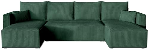 BROMARKT Ecksofa mit Schlaffunktion Sofa Cord Eckcouch mit Bettkasten Wohnzimmer Möbel U Form Couch dreisitzer Kissen groß 305x145x74 cm Schlafsofa Wohnlandschaft TOP U Dunkelgrün BROMARKT Ecksofa mit Schlaffunktion Sofa Cord Eckcouch mit Bettkasten Wohnzimmer Möbel U Form Couch dreisitzer Kissen groß 305x145x74 cm Schlafsofa Wohnlandschaft TOP U Dunkelgrün von BROMARKT