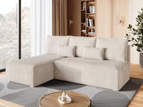 BROMARKT Ecksofa mit Schlaffunktion Sofa l Form Couch mit Bettkasten Wohnzimmer Möbel Cord Schlafsofa Wohnlandschaft Sofa 3 sitzer TOP 200x85x145 cm Vanille BROMARKT Ecksofa mit Schlaffunktion Sofa l Form Couch mit Bettkasten Wohnzimmer Möbel Cord Schlafsofa Wohnlandschaft Sofa 3 sitzer TOP 200x85x145 cm Vanille von BROMARKT