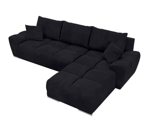 BROMARKT NUBES Ecksofa - Eckcouch mit Schlaffunktion und Bettkasten - Wohnzimmer Couch - - Sofa L Form - Bettsofa - Möbel - Big - 294x184 cm - Graphit von BROMARKT