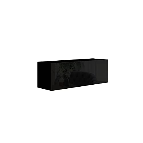 BROMARKT Premium Klapp-Hängeschrank 105x35x32 cm - Hängeschrank für Wohnzimmer, Schlafzimmer - Wandschrank Hängend - Platzsparende Hängeschränke - Hochglanz - Schwarz von BROMARKT