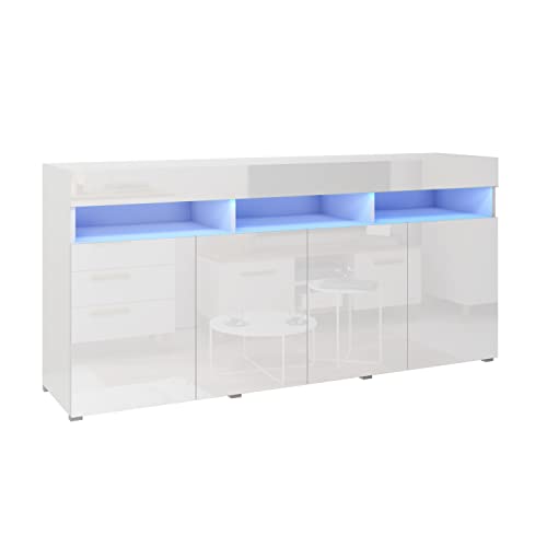 BROMARKT Premium Kommode 175x80x40 cm - Sideboard Wohnzimmer - Kommodenschrank - Wohnzimmerschrank - Sideboard für das Wohnzimmer - Schlafzimmer und Wohnzimmer Kommode - Glanzschrank - Weiß BROMARKT Premium Kommode 175x80x40 cm - Sideboard Wohnzimmer - Kommodenschrank - Wohnzimmerschrank - Sideboard für das Wohnzimmer - Schlafzimmer und Wohnzimmer Kommode - Glanzschrank - Weiß von BROMARKT