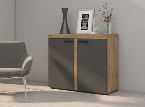 BROMARKT Samba Kommode - Kommode mit Regalen - Wohnzimmerschrank - Komodenschrank - Komode für Schlafzimmer und Wohnzimmer - Wohnzimmer Möbel - 97x82 cm - Graphit von BROMARKT