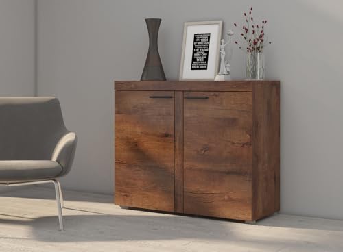 BROMARKT Samba Kommode - Kommode mit Regalen - Wohnzimmerschrank - Komodenschrank - Komode für Schlafzimmer und Wohnzimmer - Wohnzimmer Möbel - 97x82 cm - Lefkas Eiche von BROMARKT