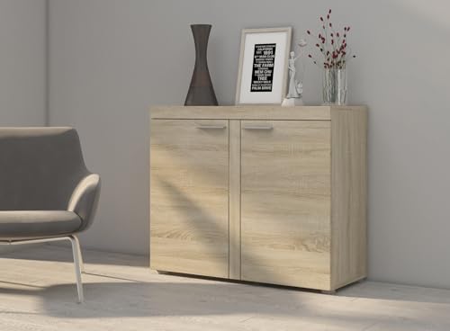 BROMARKT Samba Kommode - Kommode mit Regalen - Wohnzimmerschrank - Komodenschrank - Komode für Schlafzimmer und Wohnzimmer - Wohnzimmer Möbel - 97x82 cm - Sonoma Eiche von BROMARKT