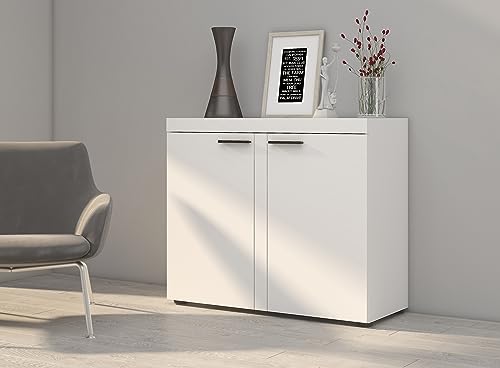 BROMARKT Samba Kommode - Kommode mit Regalen - Wohnzimmerschrank - Komodenschrank - Komode für Schlafzimmer und Wohnzimmer - Wohnzimmer Möbel - 97x82 cm - Weiß von BROMARKT