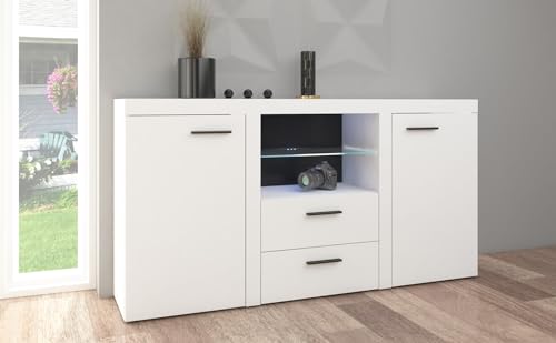 BROMARKT Samba Kommode - Kommode mit Schubladen - Wohnzimmerschrank - Komodenschrank - Komode für Schlafzimmer und Wohnzimmer - Wohnzimmer Möbel - 156x82 cm - Weiß von BROMARKT