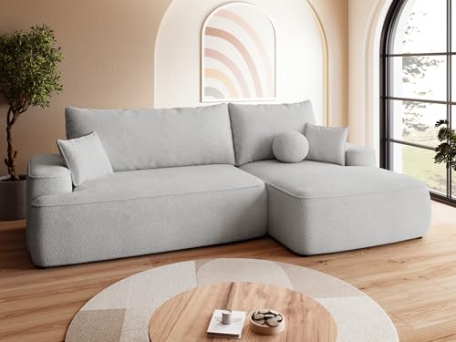 BROMARKT Sofa mit Schlaffunktion Ecksofa L-Form mit Bettkasten Couch Polsterstoff Schlafsofa mit Relaxfunktion Carmello 250x150x90 cm Grau von BROMARKT