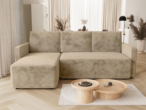 BROMARKT Sofa mit Schlaffunktion Ecksofa L-Form mit Bettkasten Couch Samt Schlafsofa mit Relaxfunktion QULIO 3 sitzer 220x149x85 cm Braun von BROMARKT