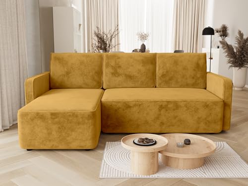 BROMARKT Sofa mit Schlaffunktion Ecksofa L-Form mit Bettkasten Couch Samt Schlafsofa mit Relaxfunktion QULIO 3 sitzer 220x149x85 cm Orange von BROMARKT