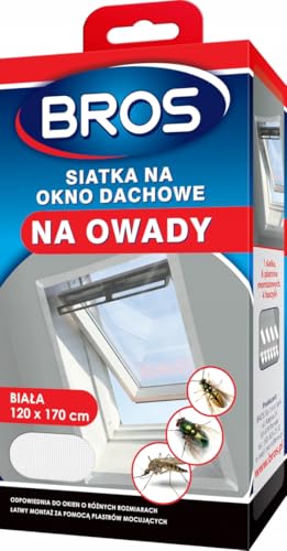 BROS Fliegengitter für Dachfenster Moskitonetz Fliegen Netz Insektenschutz 120x170cm Weiß von BROS