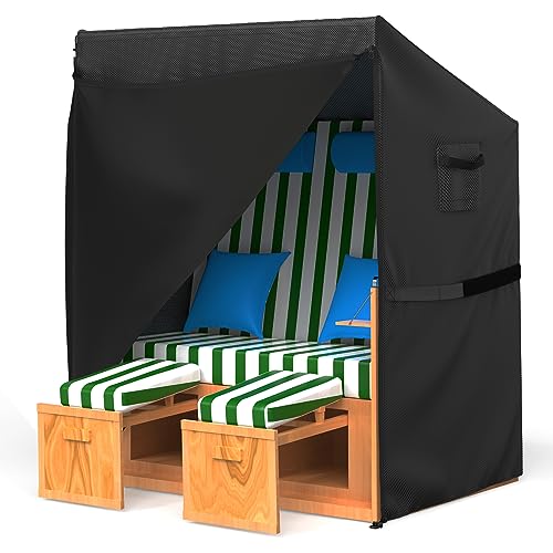 BROSYDA Strandkorb Schutzhülle 135x105x175/140cm, Wasserdicht, Winddicht und UV-Beständig, 600D Oxford Gewebe Abdeckung für Strandkorb mit Wasserdichtem Reißverschluss und Lüftungsschlitzen von BROSYDA