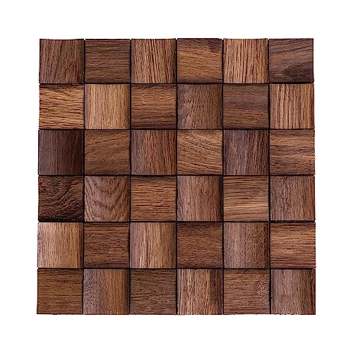 BROSZEIT St. Moritz Wandpaneele für Wohnzimmer/Wohnraum Eiche Echtholz hochwertige Wandverkleidung und Akustikeffekt in 3D Optik (30 x 30 x 0,6mm) 10 Stk/0,9m² per Pack. (Eiche geräuchert) von BROSZEIT