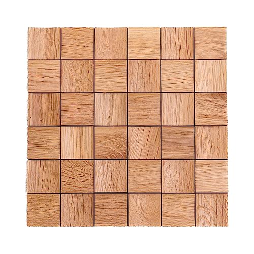 BROSZEIT St. Moritz Wandpaneele für Wohnzimmer/Wohnraum Eiche Echtholz hochwertige Wandverkleidung und Akustikeffekt in 3D Optik (30 x 30 x 0,6mm) 10 Stk/0,9m² per Pack. (Eiche natur) von BROSZEIT