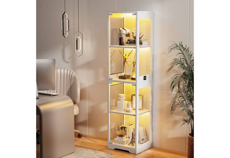 BROTTAR Glasvitrine Ausstellungsschrank mit Glastür, 4-stufiger Kuriosekabinett (1-St) Helligkeitsregelung, einfacher Aufbau mit Kippschutz von BROTTAR