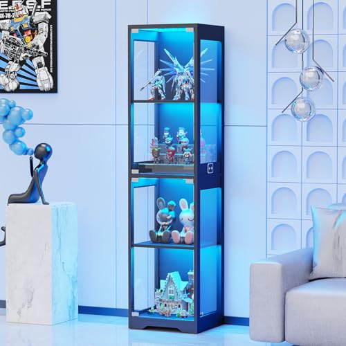 BROTTAR Vitrine mit Glastür, 4-stöckiger Curio-Schrank mit 3 Farblichtern für Sammlerstücke, Glasvitrine mit menschlichem Körpersensor, Schwarz BROTTAR Vitrine mit Glastür, 4-stöckiger Curio-Schrank mit 3 Farblichtern für Sammlerstücke, Glasvitrine mit menschlichem Körpersensor, Schwarz von BROTTAR