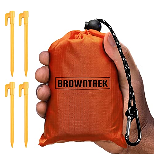 BROWNTREK Taschendecke – kompakte Picknickdecke (152,4 x 142,2 cm) – sanddichte Stranddecke/Wasserabweisende Bodenabdeckung. Packbare Outdoor-Decke für Wandern, Camping, Picknicks, Reisen und von BROWNTREK